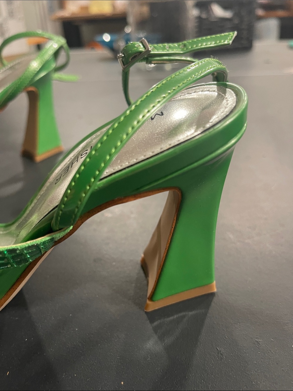 Marc Fisher Green Strappy Square-Toe Heels size 7 - Picture 6 of 14